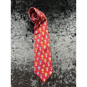 Vintage Beans McGee Hot Air Balloon Tie 100% Silk Made USA Red Novelty 3.5"